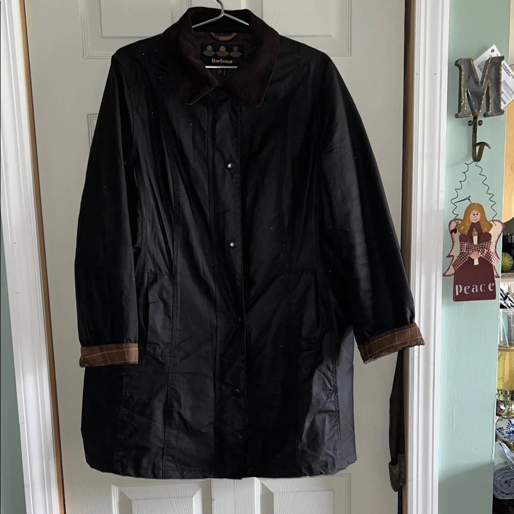 BARBOUR BELSAY Women’s Deep Brown Wax Cotton Coat with Quilting - Picture 1 of 13